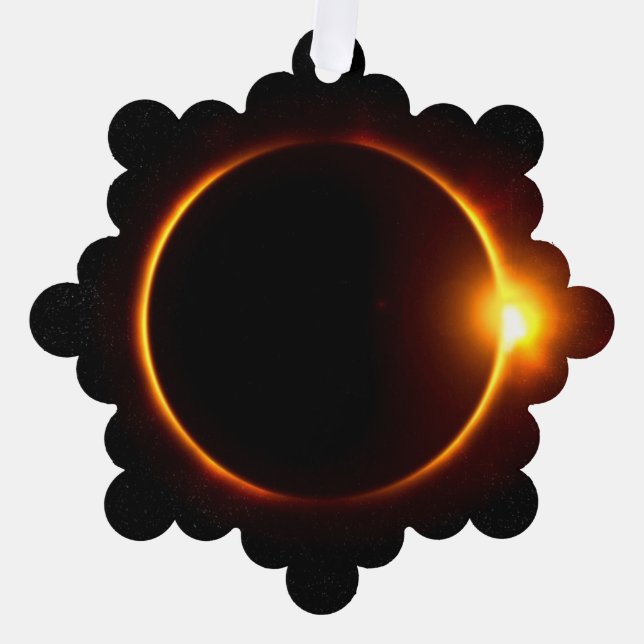 Solar Eclipse Dark Sun & Moon Ornament Card (Front)
