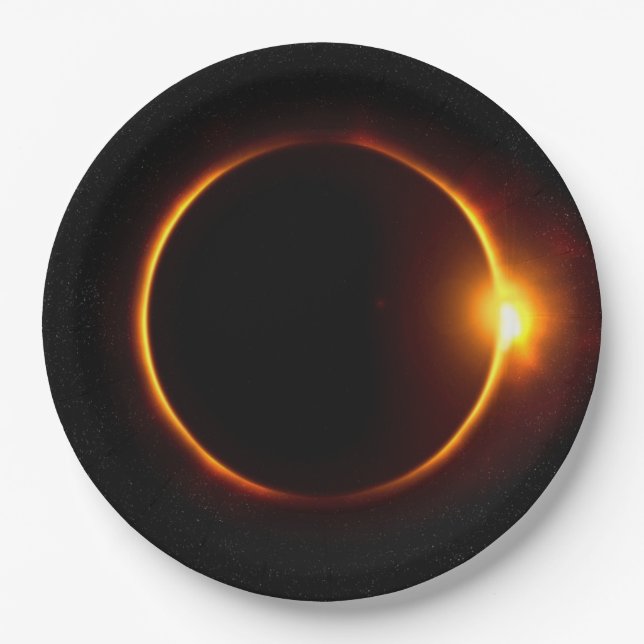 Solar Eclipse Dark Sun & Moon Paper Plate (Front)