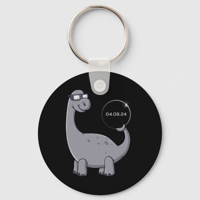 Solar Eclipse Dino 04.08.2024 Fun Toddler Boys Gir Keychain (Front)