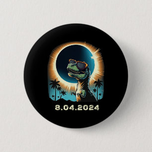 Solar Eclipse Dino With Solar Eclipse Gles 2 Inch Round Button