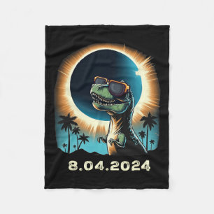 Solar Eclipse Dino With Solar Eclipse Gles Fleece Blanket