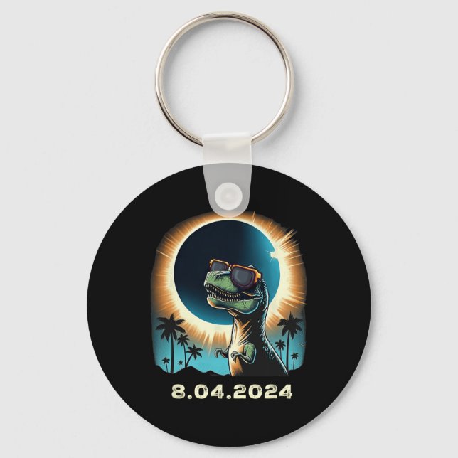 Solar Eclipse Dino With Solar Eclipse Gles  Keychain (Front)