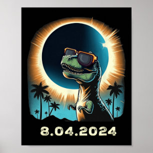 Solar Eclipse Dino With Solar Eclipse Gles  Poster