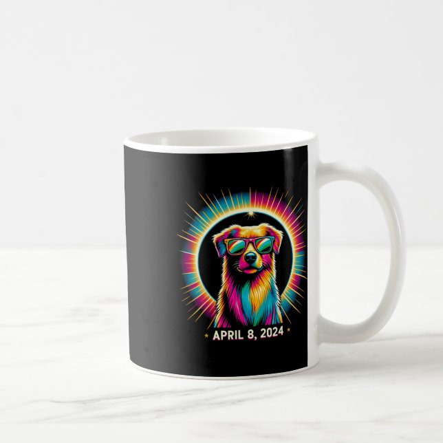 Solar Eclipse Dog Wearing Solar Eclipse Gles  Coffee Mug (Right)