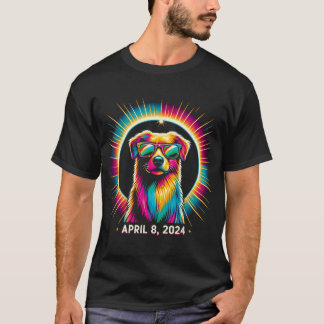 Solar Eclipse Dog Wearing Solar Eclipse Gles  T-Shirt