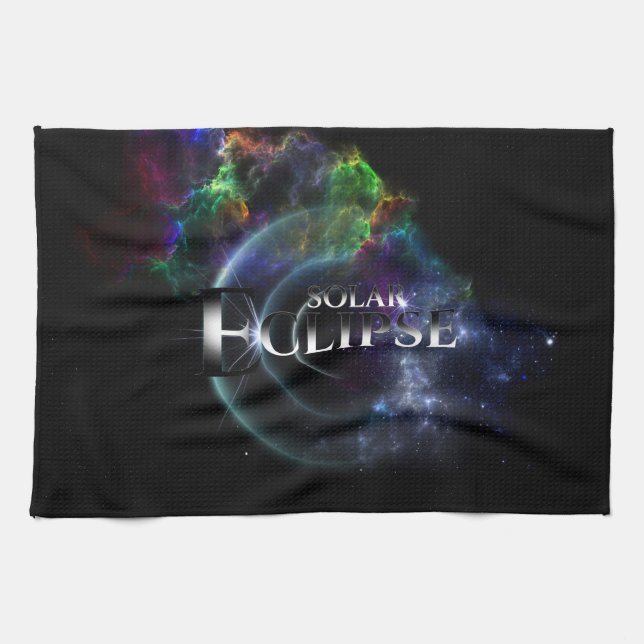 Solar Eclipse Fractal Art Spacescape Kitchen Towel (Horizontal)