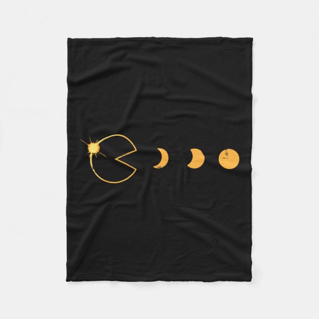 Solar Eclipse Gamer Eating Sun Retro Video Game Me Fleece Blanket (Front)