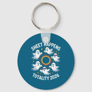 Solar Eclipse Ghost Sheet Happens Keychain