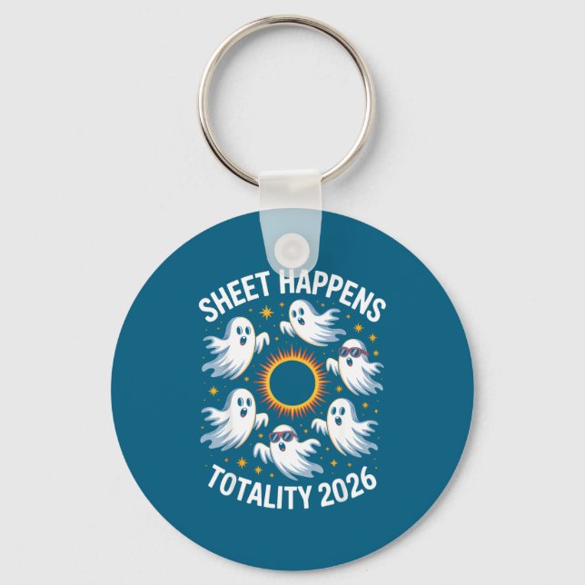 Solar Eclipse Ghost Sheet Happens Keychain (Front)
