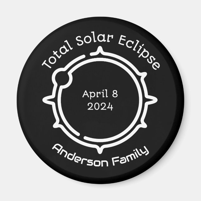 Solar Eclipse Gift 2024 Modern Minimal Black  Magnet (Front)