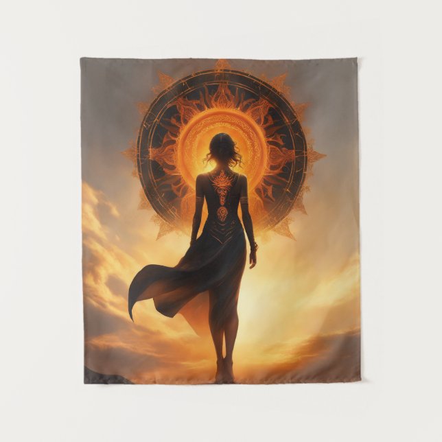 Solar Eclipse Goddess Tattoo Fantasy Avatar Tapestry (Front)
