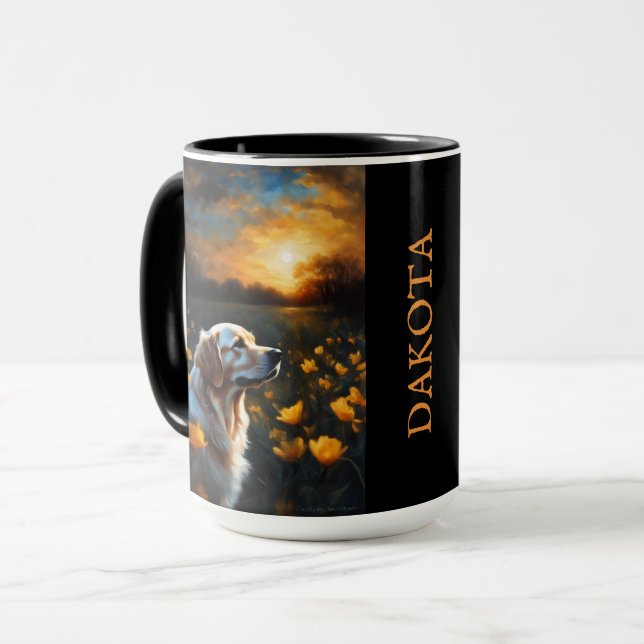 Solar Eclipse Golden Retriever Add Name Mug (Front Left)