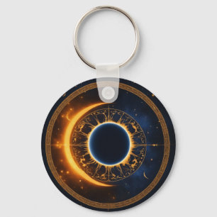 Solar Eclipse Graphic Art Add Text Custom Event Keychain
