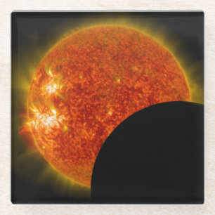 Solar Eclipse in Progress Glass Coaster