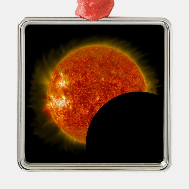 Solar Eclipse in Progress Metal Ornament (Front)