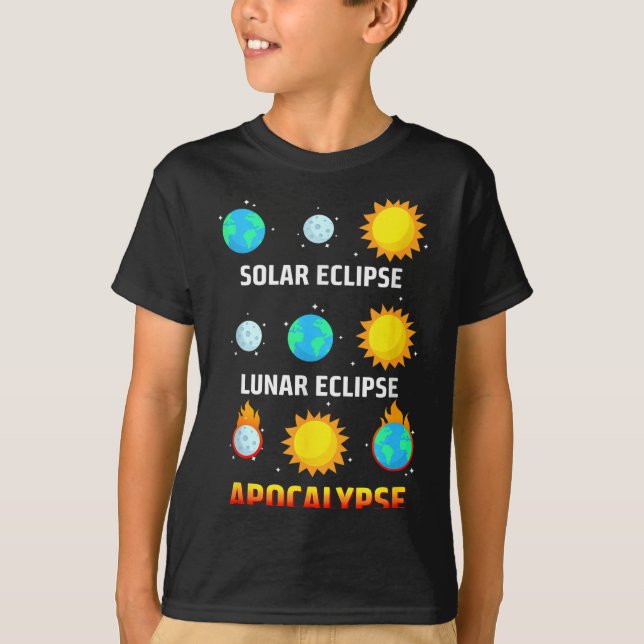 Solar Eclipse Lunar Eclipse Apocalypse Illustratio T-Shirt (Front)