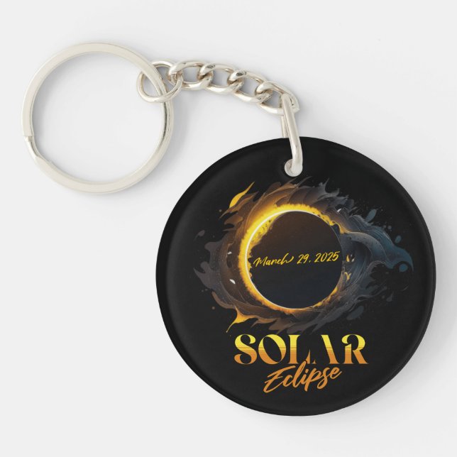  Solar Eclipse March 29 2025 Commemorative  Keychain (Front)