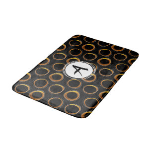 Solar Eclipse Mid-Century Modern Black & Gold Bath Mat