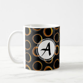 Solar Eclipse Mid-Century Modern Black & Gold Coffee Mug