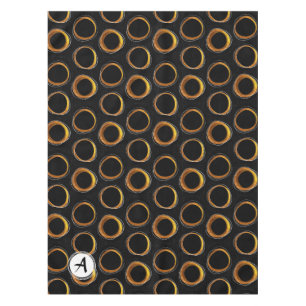 Solar Eclipse Mid-Century Modern Black & Gold Tablecloth