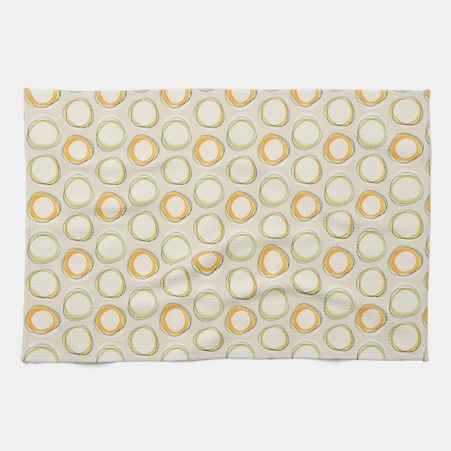 Solar Eclipse Mid-Century Modern - Black lines Kitchen Towel (Horizontal)