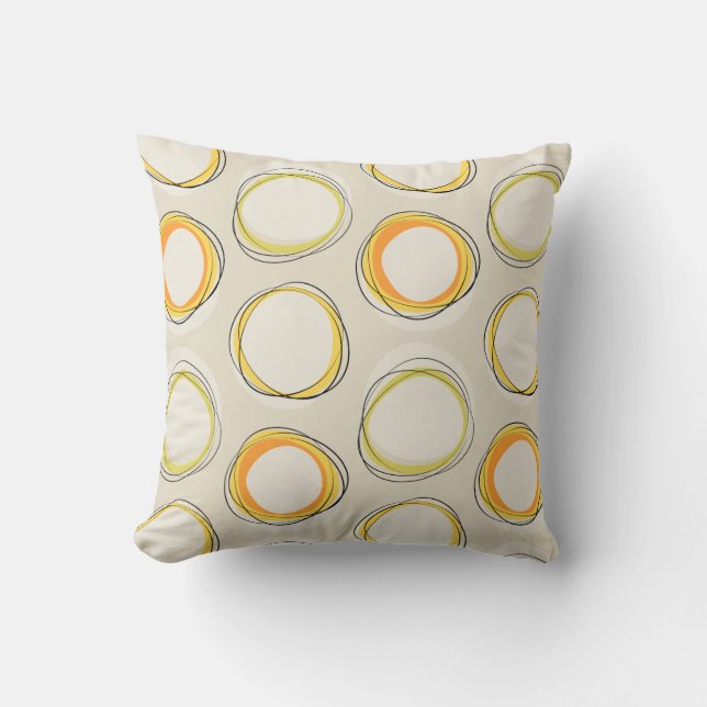Solar Eclipse Mid-Century Modern - Black lines Throw Pillow (Front)