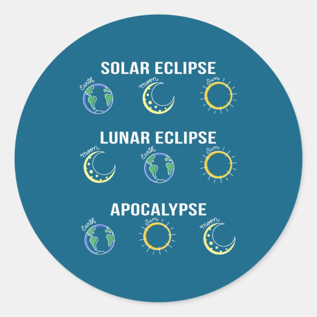Solar Eclipse Moon Eclipse Apocalypse Classic Round Sticker (Front)