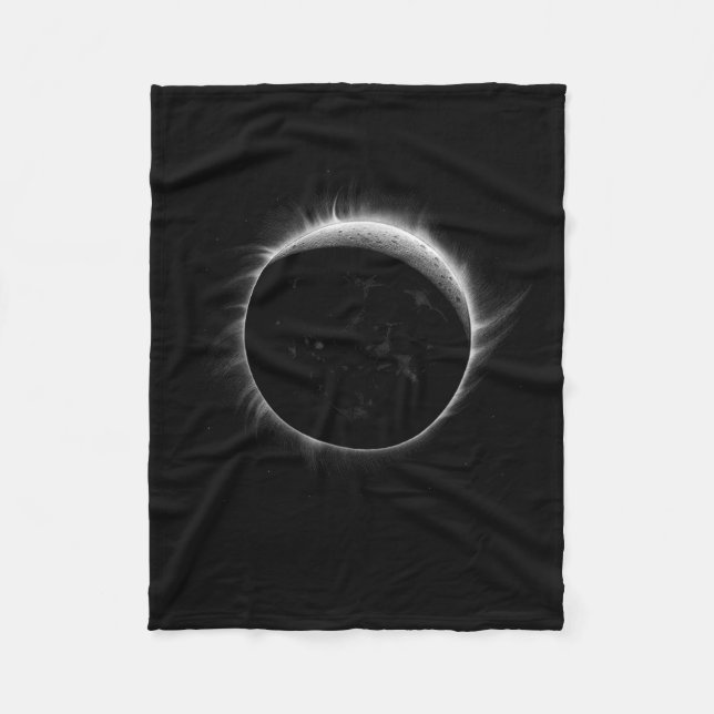 Solar Eclipse Moon Sun Event Illustration Fleece Blanket (Front)