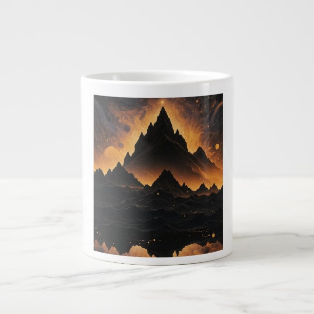Solar Eclipse Mountain Mug - Cosmic Landscape Mug  (Front)