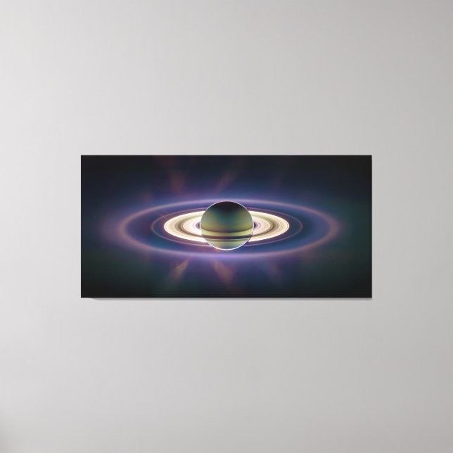 Solar Eclipse Of Saturn from Cassini Spacecraft Canvas Print (Front)