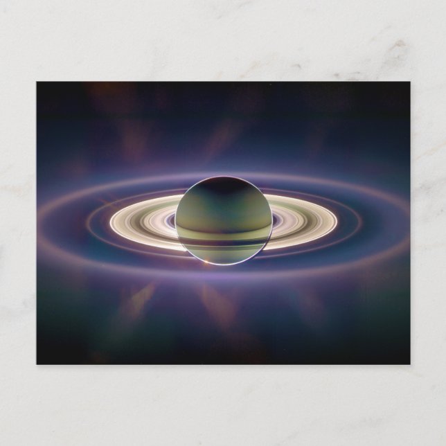 Solar Eclipse Of Saturn from Cassini Spacecraft Postcard (Front)