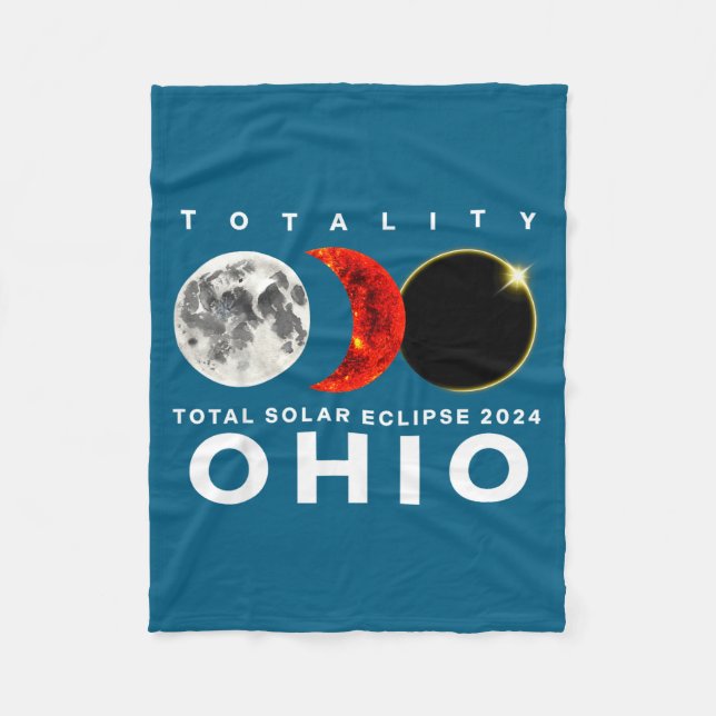 Solar Eclipse Ohio Total Eclipse Illustration Fleece Blanket (Front)