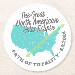 Solar Eclipse Path of Totality United States Round Paper Coaster