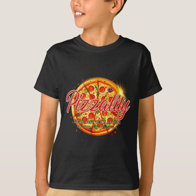 Solar Eclipse Pizzality Eclipse Pizza Illustration T-Shirt (Front)