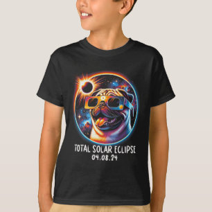 Solar Eclipse Pug Wearing Glasses Pet April 8 2024 T-Shirt