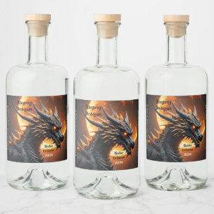 Solar Eclipse Raging Dragon Customize Set of 6 Liquor Bottle Label
