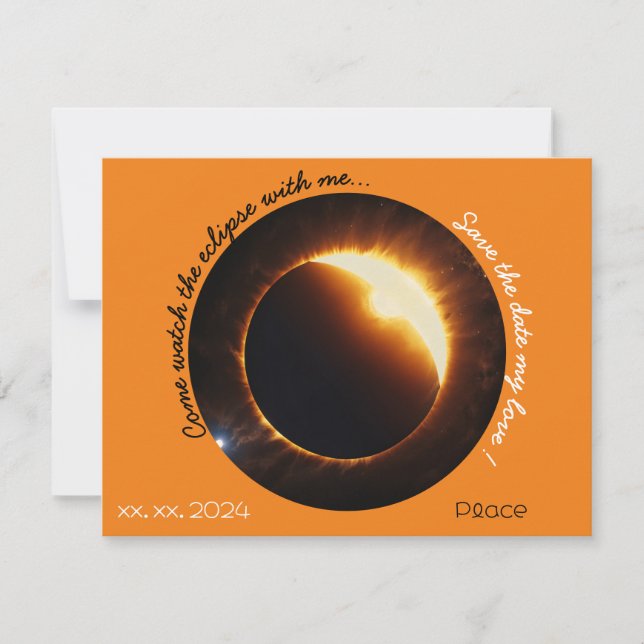 solar eclipse realistic black orange white holiday card (Front)