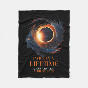 Solar Eclipse Shirt Twice In Lifetime 2024 Solar E Fleece Blanket