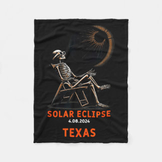 Solar Eclipse Skeleton Texas Souvenir Illustration Fleece Blanket