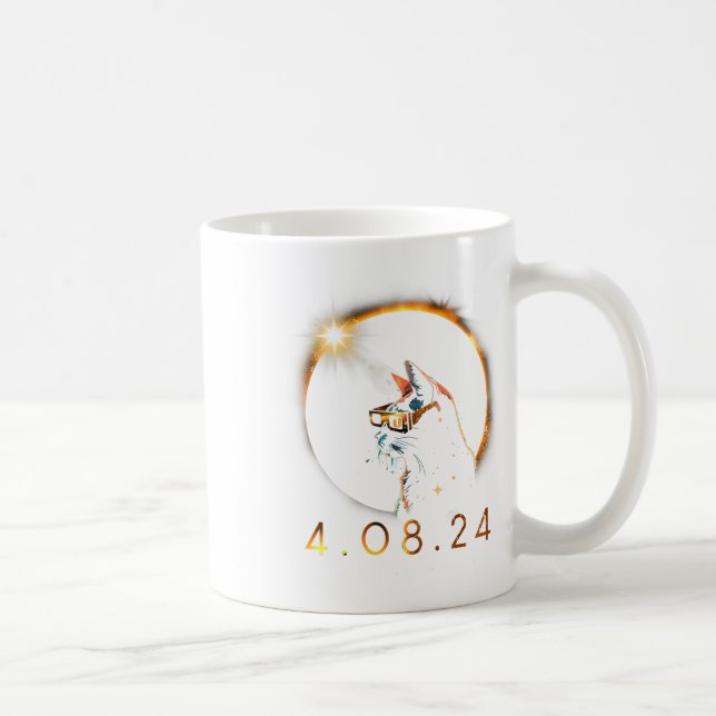 Solar Eclipse T Cat Wearing Solar Eclipse Glasses  Coffee Mug (Right)