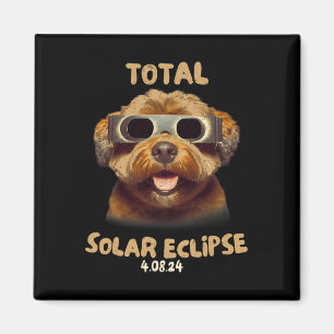 Solar Eclipse T Dog Wearing Solar Eclipse Glasses  Magnet