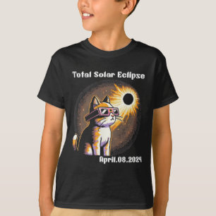 Solar Eclipse Tee 2024 Cat Wearing Solar Eclipse G