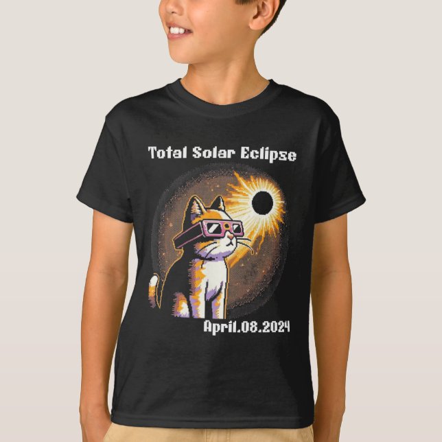 Solar Eclipse Tee 2024 Cat Wearing Solar Eclipse G (Front)