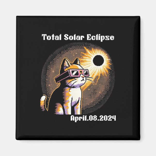 Solar Eclipse Tee 2024 Cat Wearing Solar Eclipse G Magnet (Front)