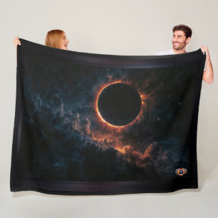 Solar Eclipse That Inspires Awe AI Art by Xzendor7 Fleece Blanket
