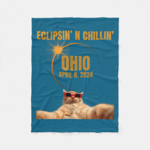 Solar Eclipse Total April Ohio Illustration Fleece Blanket