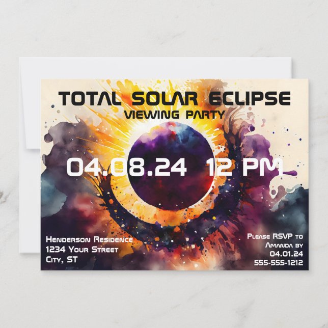 Solar Eclipse Viewing Party Customizable Invitation (Front)