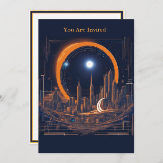Solar Eclipse Viewing Party Fully Custom Cityscape Invitation