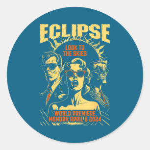 Solar Eclipse Vintage Science Fiction Classic Round Sticker