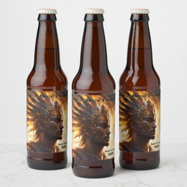 Solar Eclipse Warrior King Customize Set of 6 Beer Bottle Label (Bottles)